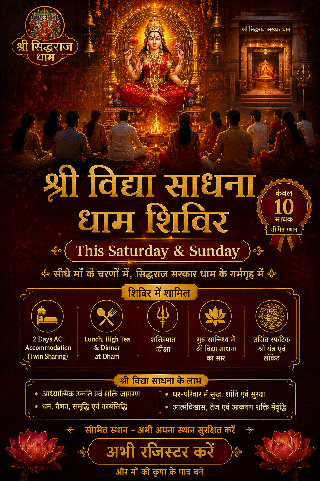 SHAKTIPAT DIKSHA SHIVIR Shri Vidya Tantra Upasana & Sadhana - Pandhurna, Madhya Pradesh at Ashram - Every Saturday, Sunday